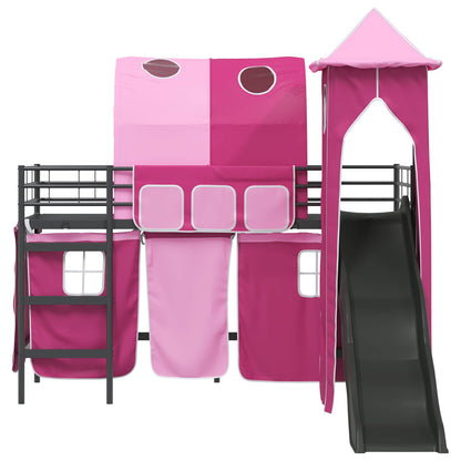 vidaXL Kinderloftbett Schwarz und Pink 74,5 x 190 cm Metall