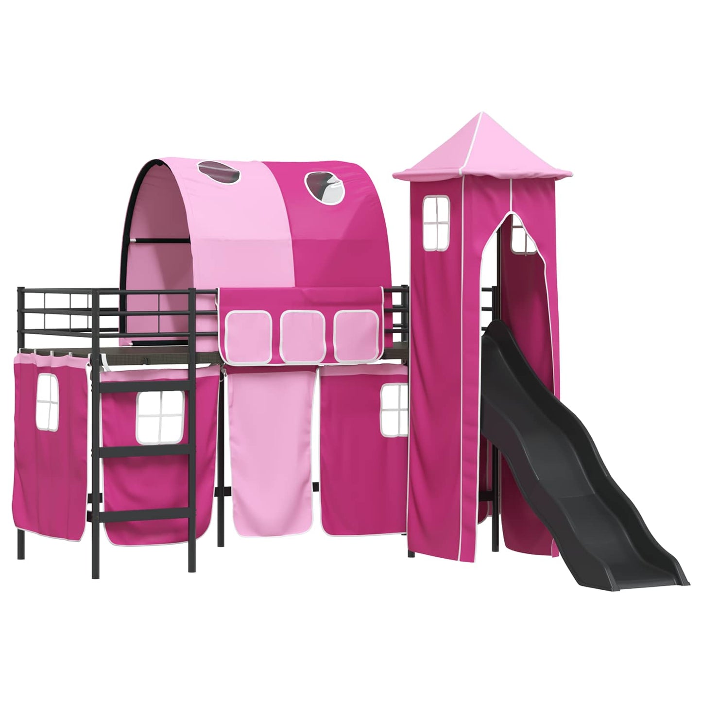 Kinderloftbett Schwarz und Pink 90 x 190 cm Metall