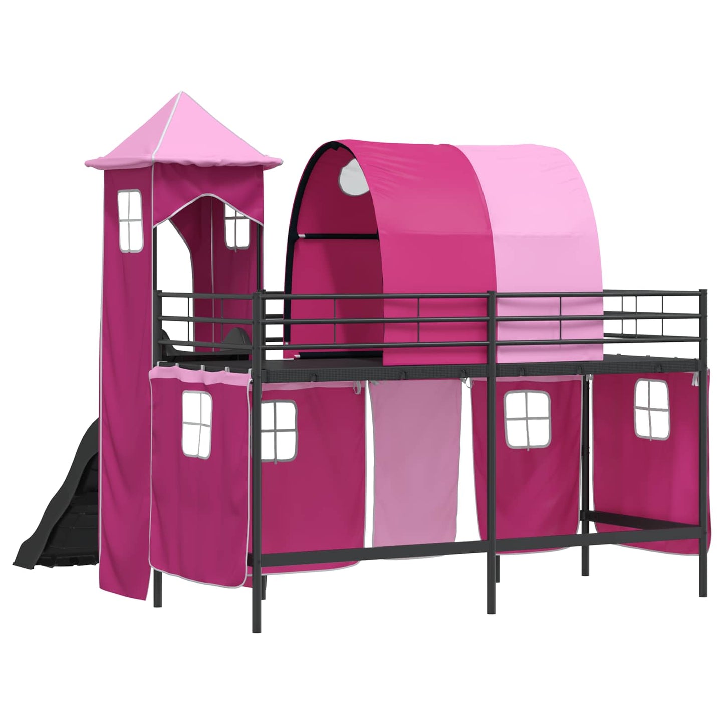 Kinderloftbett Schwarz und Pink 90 x 190 cm Metall