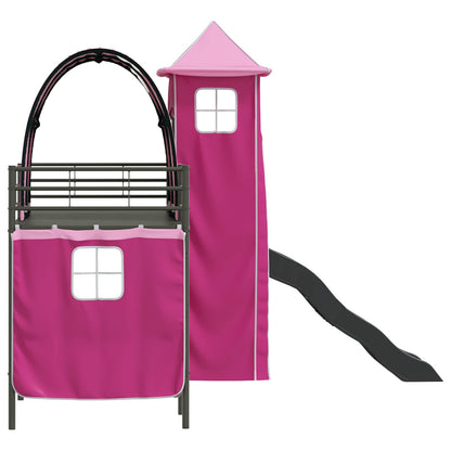 Kinderloftbett Schwarz und Pink 90 x 190 cm Metall