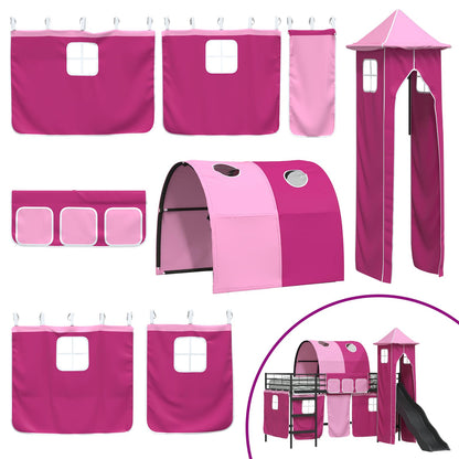 vidaXL Kinderloftbett Schwarz und Pink 90 x 200 cm Metall