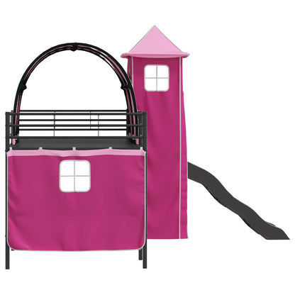 vidaXL Kinderloftbett Schwarz und Pink 90 x 200 cm Metall
