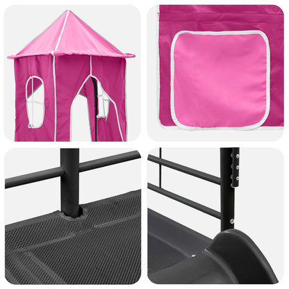 Kinderloftbett Schwarz und Pink 99,5 x 200 cm Metall