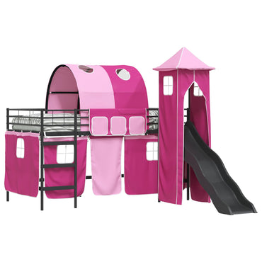 vidaXL Kinderloftbett Schwarz und Pink 107 x 200 cm Metall