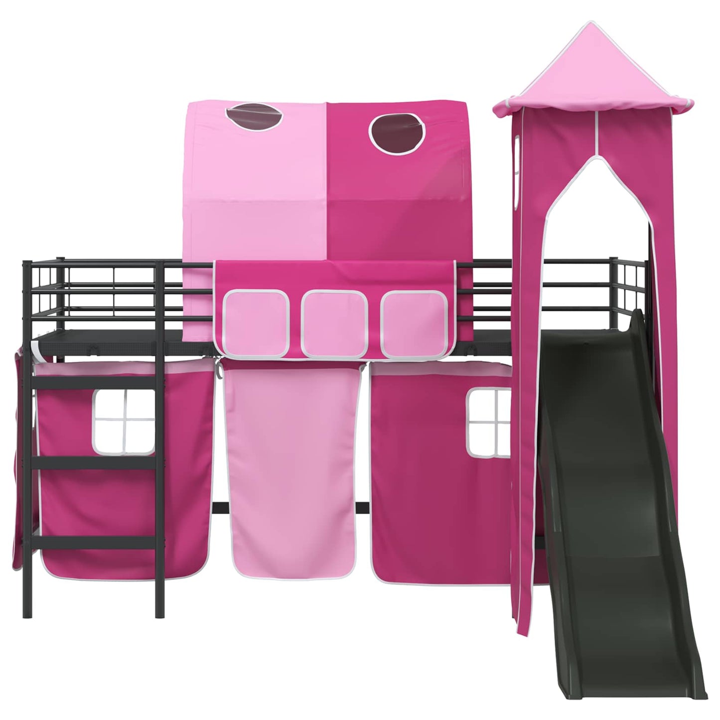 vidaXL Kinderloftbett Schwarz und Pink 107 x 200 cm Metall