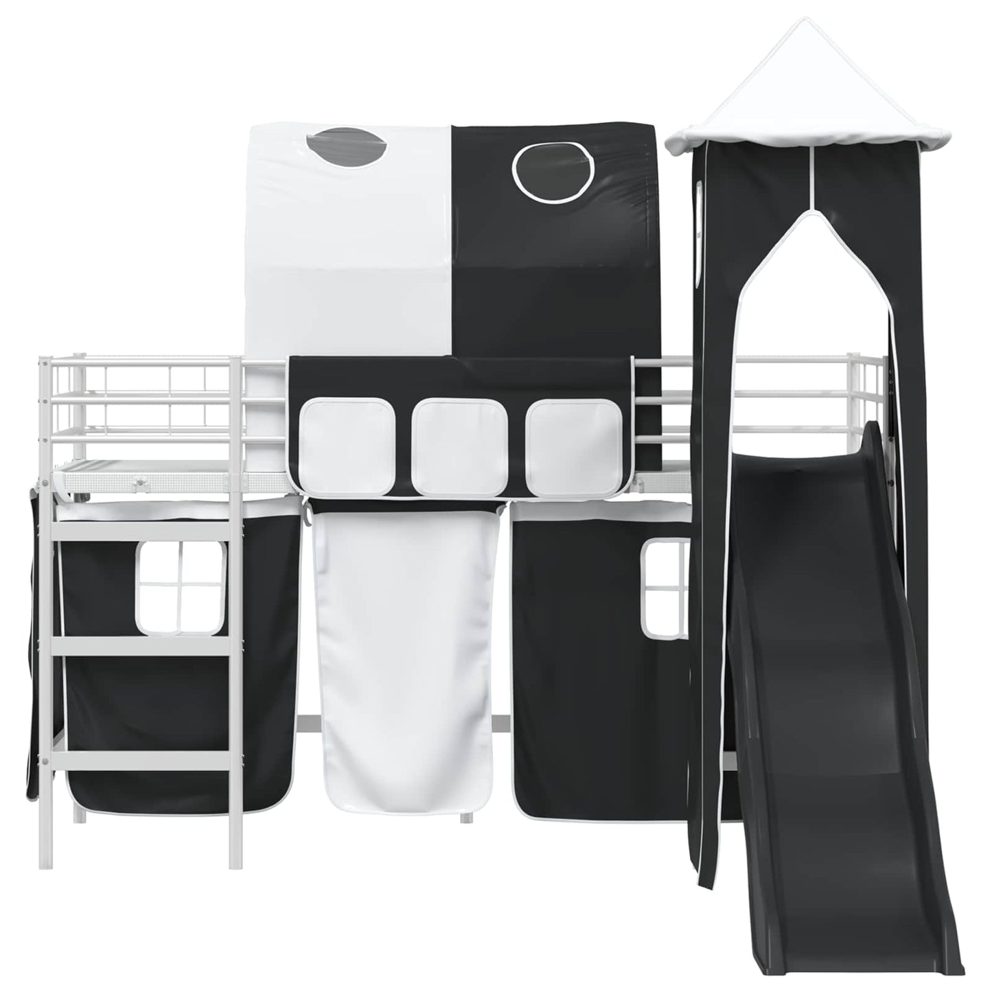 vidaXL Kinderloftbett Weiß und Schwarz 74,5 x 190 cm Metall