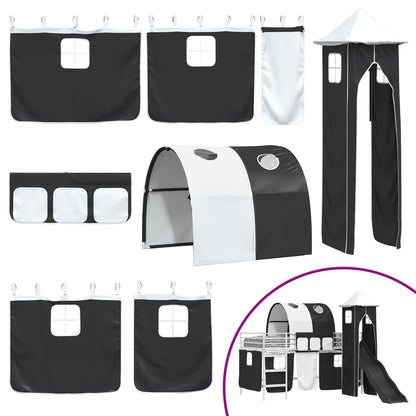 Kinderloftbett Weiß und Schwarz 79,5 x 200 cm Metall