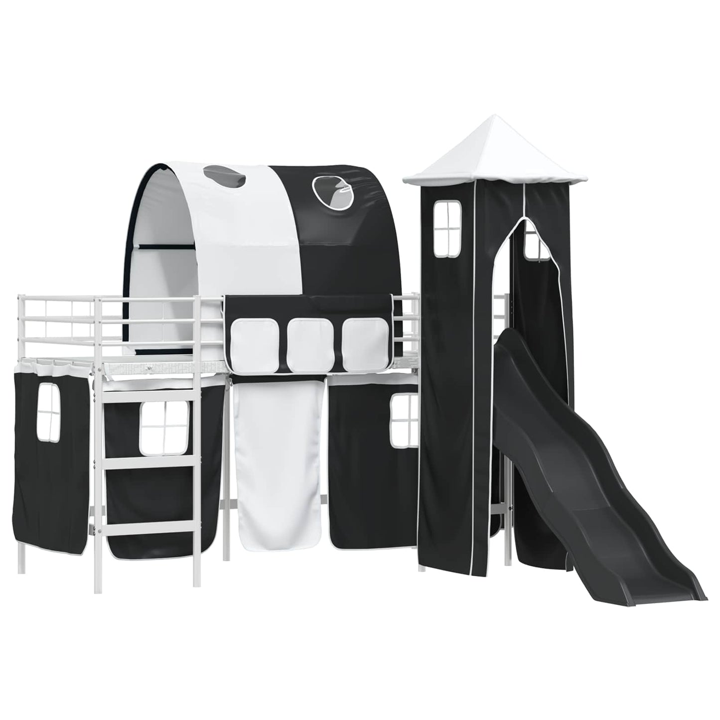 Kinderloftbett Weiß und Schwarz 90 x 190 cm Metall
