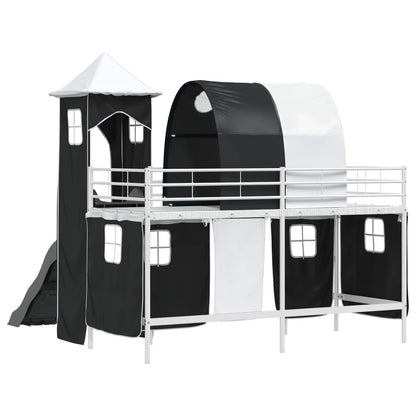 Kinderloftbett Weiß und Schwarz 90 x 190 cm Metall