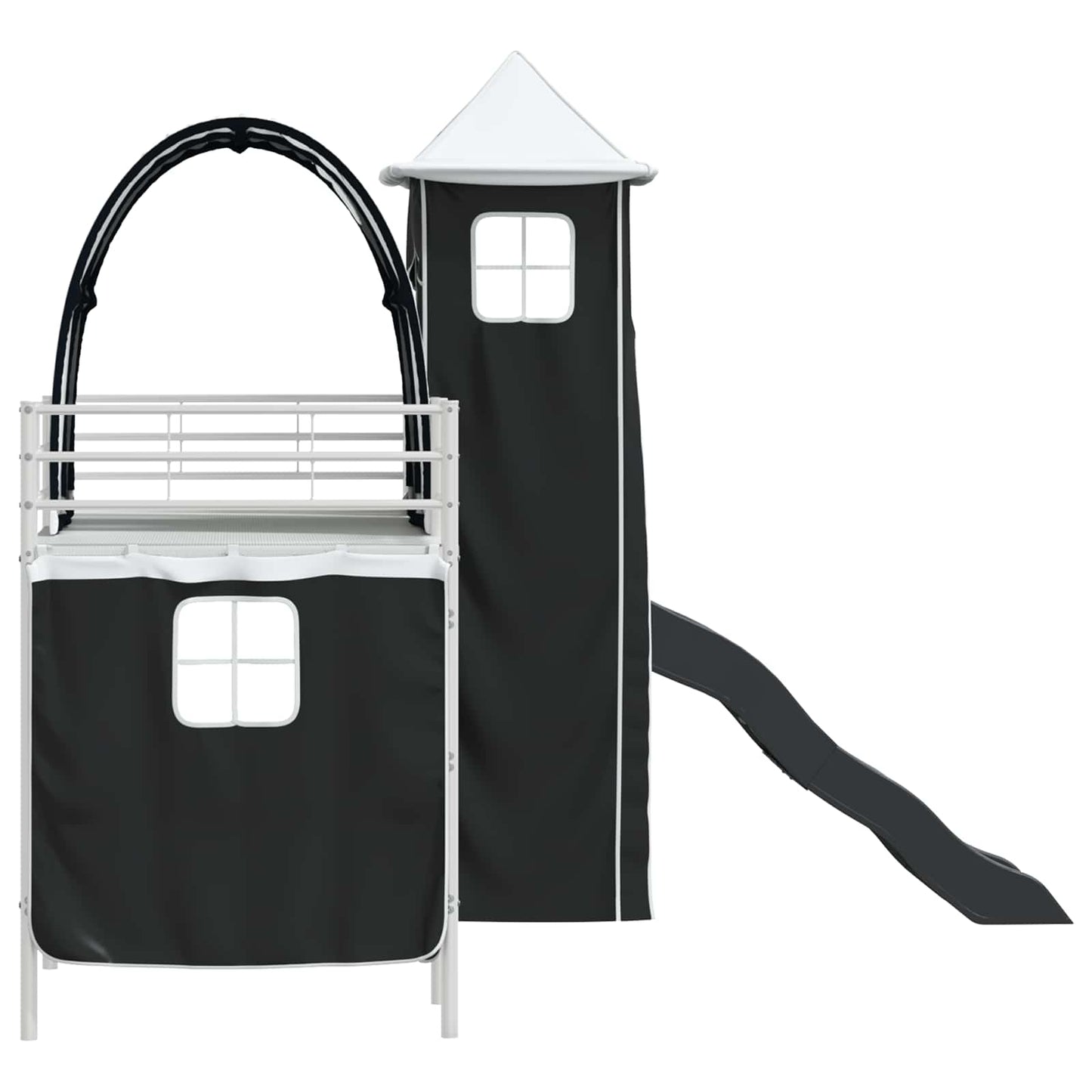 Kinderloftbett Weiß und Schwarz 90 x 190 cm Metall