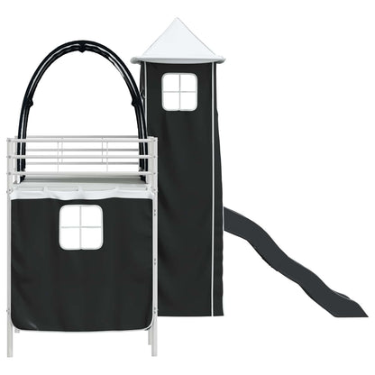 Kinderloftbett Weiß und Schwarz 90 x 190 cm Metall