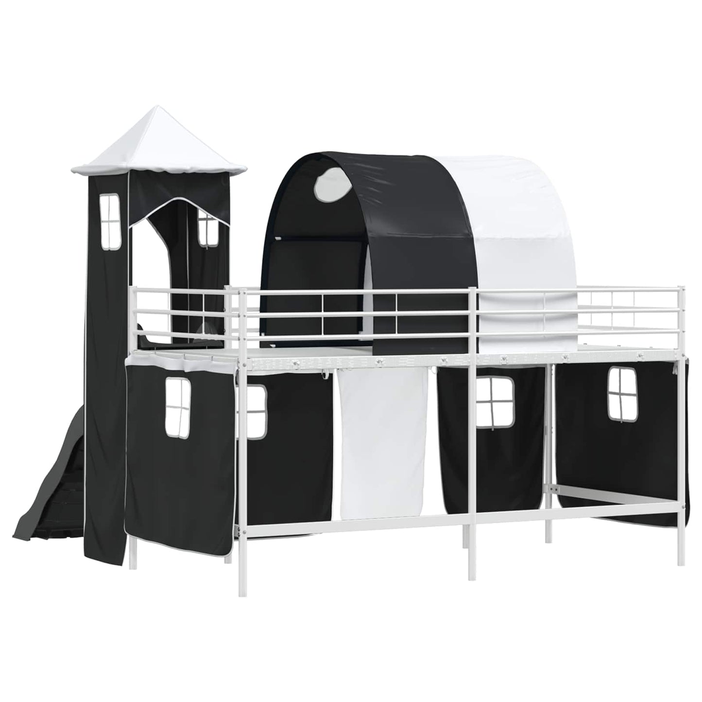 Kinderloftbett Weiß und Schwarz 90 x 200 cm Metall