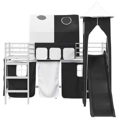 vidaXL Kinderloftbett Weiß und Schwarz 99,5 x 190 cm Metall