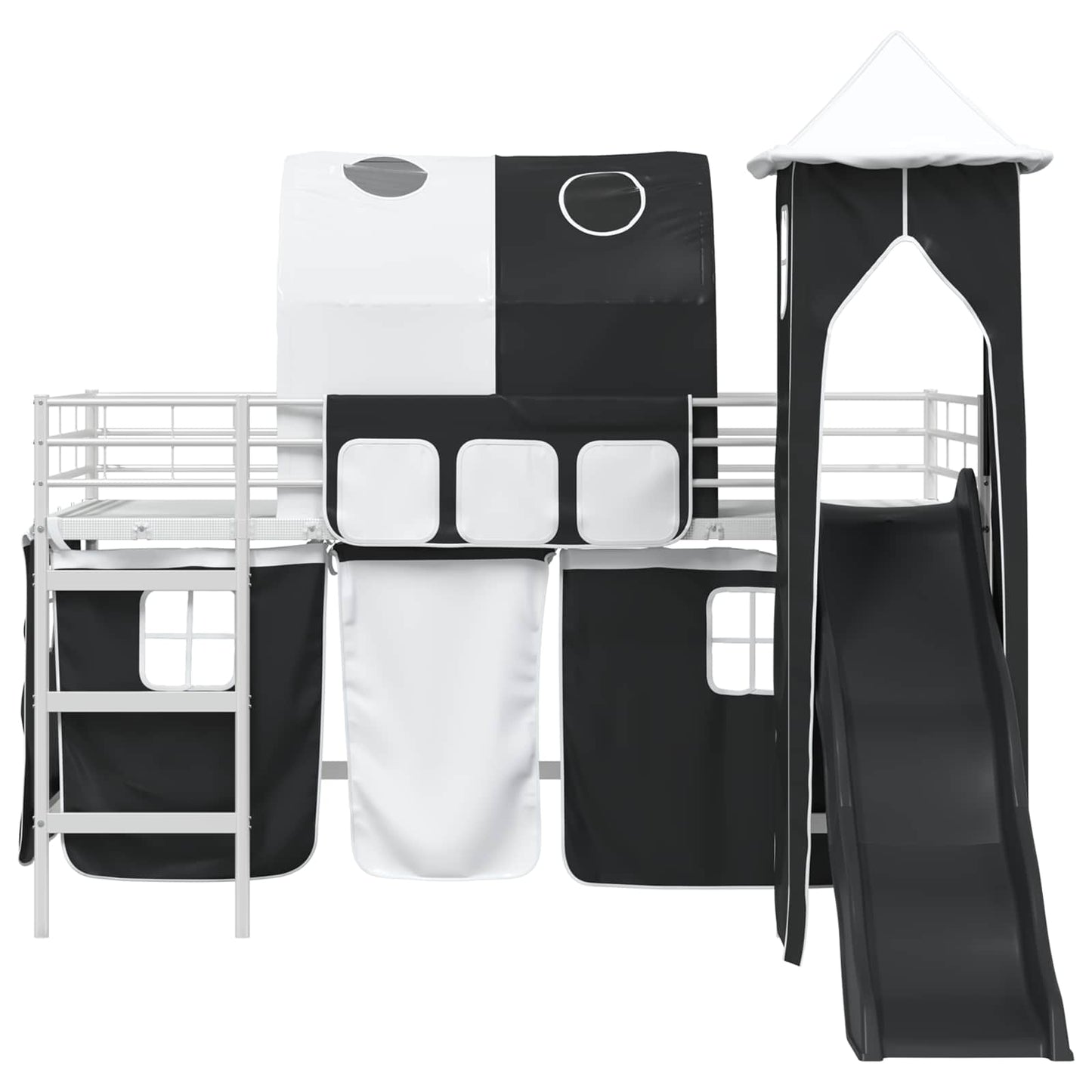 Kinderloftbett Weiß und Schwarz 99,5 x 200 cm Metall