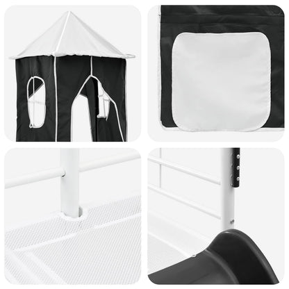 vidaXL Kinderloftbett Weiß und Schwarz 107 x 200 cm Metall