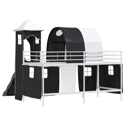 vidaXL Kinderloftbett Weiß und Schwarz 107 x 200 cm Metall