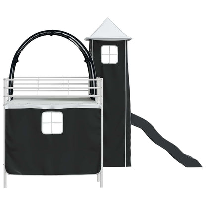 vidaXL Kinderloftbett Weiß und Schwarz 107 x 200 cm Metall