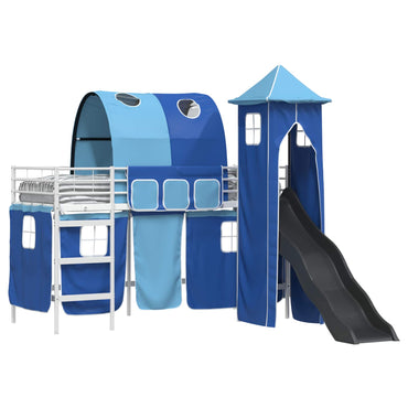vidaXL Kinderloftbett Weiß und Blau 74,5 x 190 cm Metall