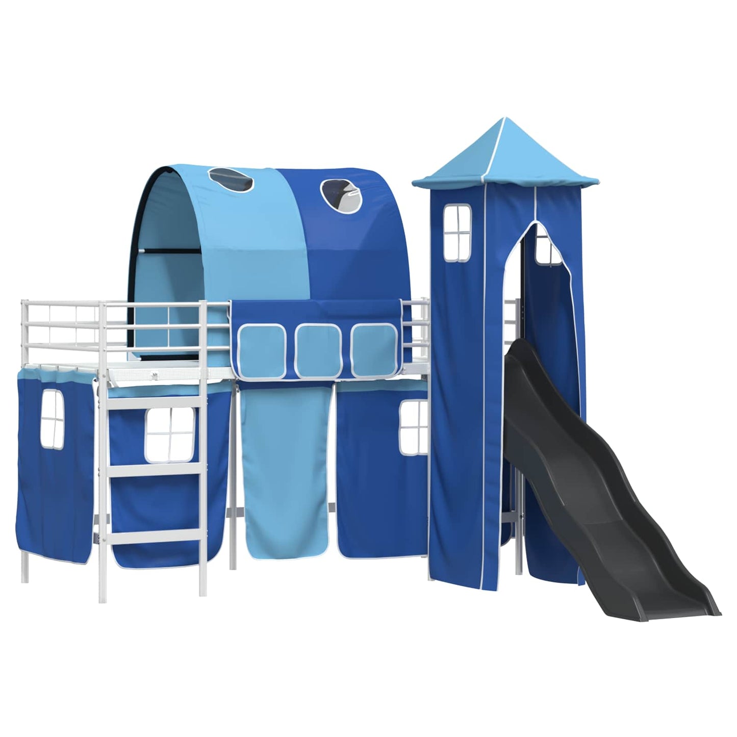 vidaXL Kinderloftbett Weiß und Blau 74,5 x 190 cm Metall