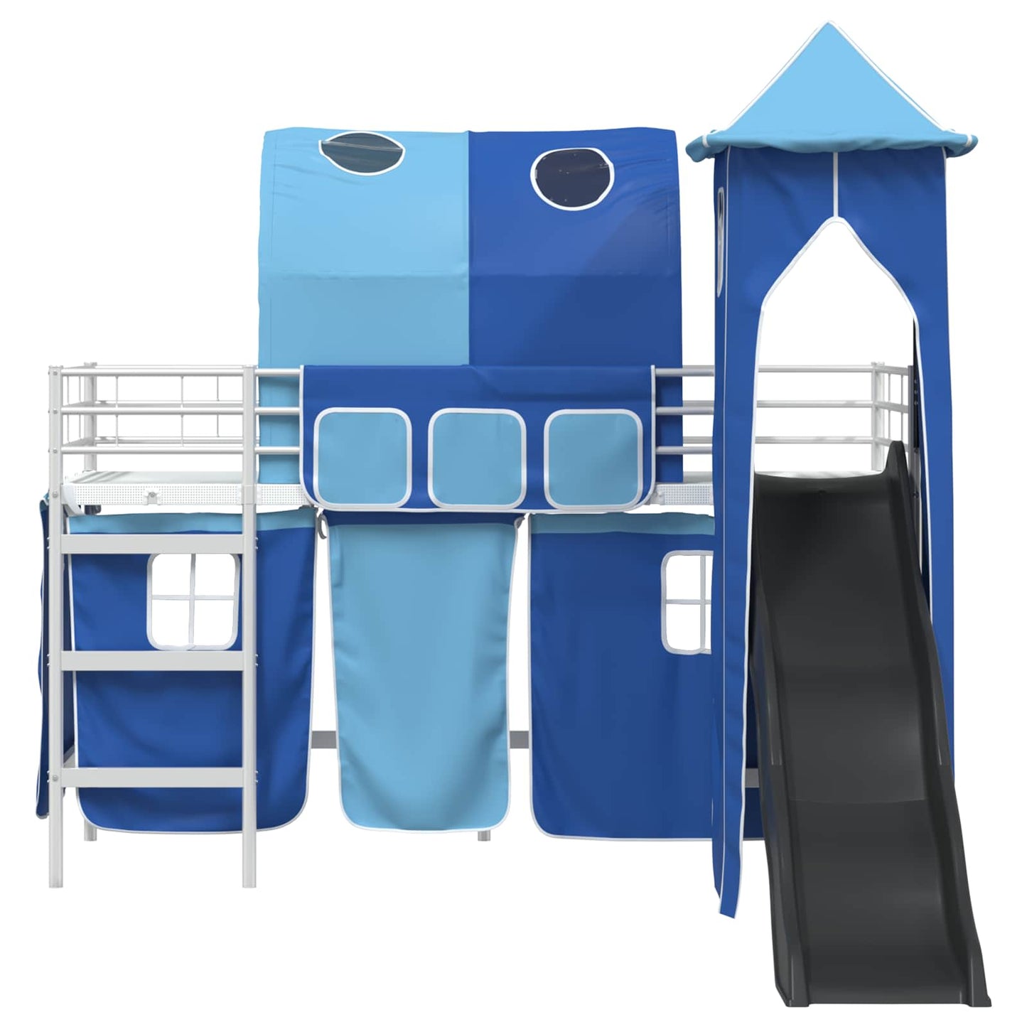 vidaXL Kinderloftbett Weiß und Blau 74,5 x 190 cm Metall
