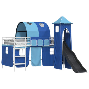 vidaXL Kinderloftbett Weiß und Blau 79,5 x 200 cm Metall