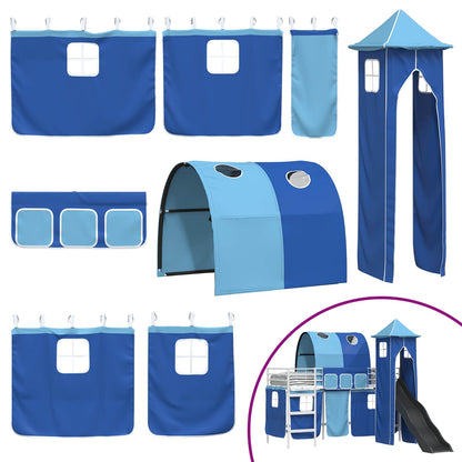 vidaXL Kinderloftbett Weiß und Blau 90 x 190 cm Metall