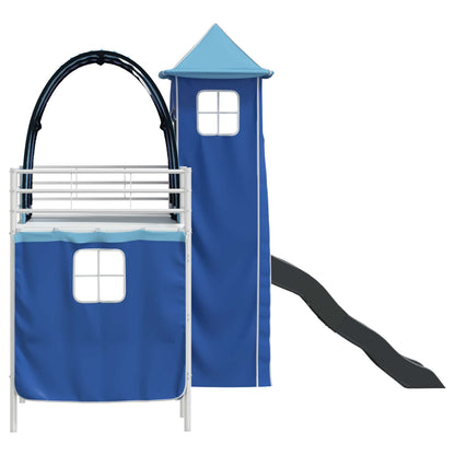 vidaXL Kinderloftbett Weiß und Blau 90 x 190 cm Metall
