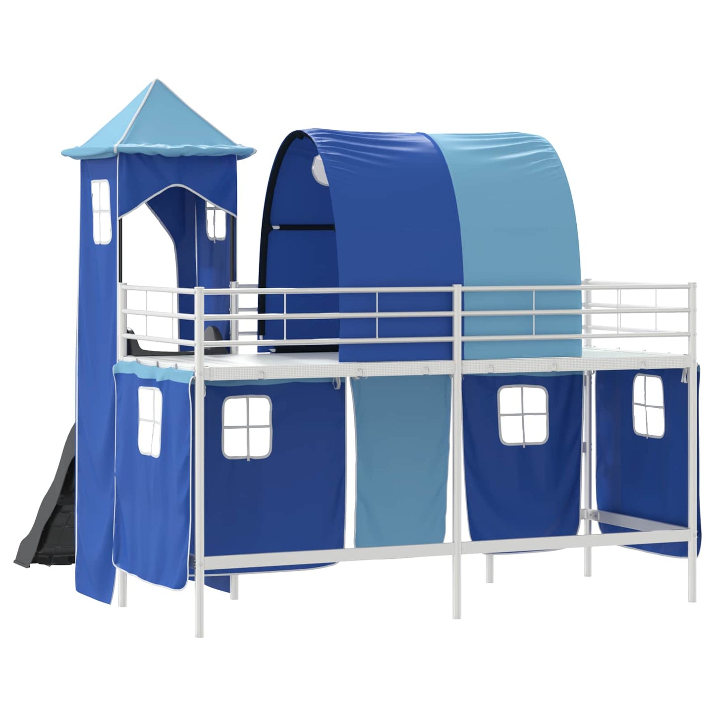 vidaXL Kinderloftbett Weiß und Blau 99,5 x 190 cm Metall