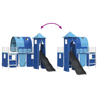 vidaXL Kinderloftbett Weiß und Blau 99,5 x 190 cm Metall
