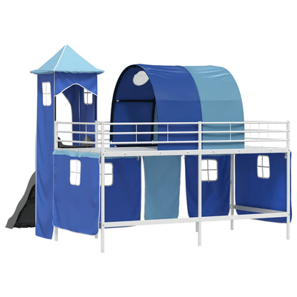 vidaXL Kinderloftbett Weiß und Blau 99,5 x 200 cm Metall