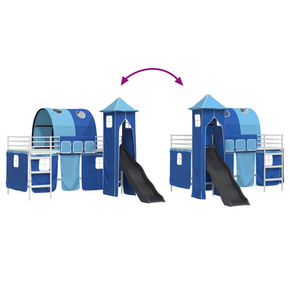 vidaXL Kinderloftbett Weiß und Blau 99,5 x 200 cm Metall