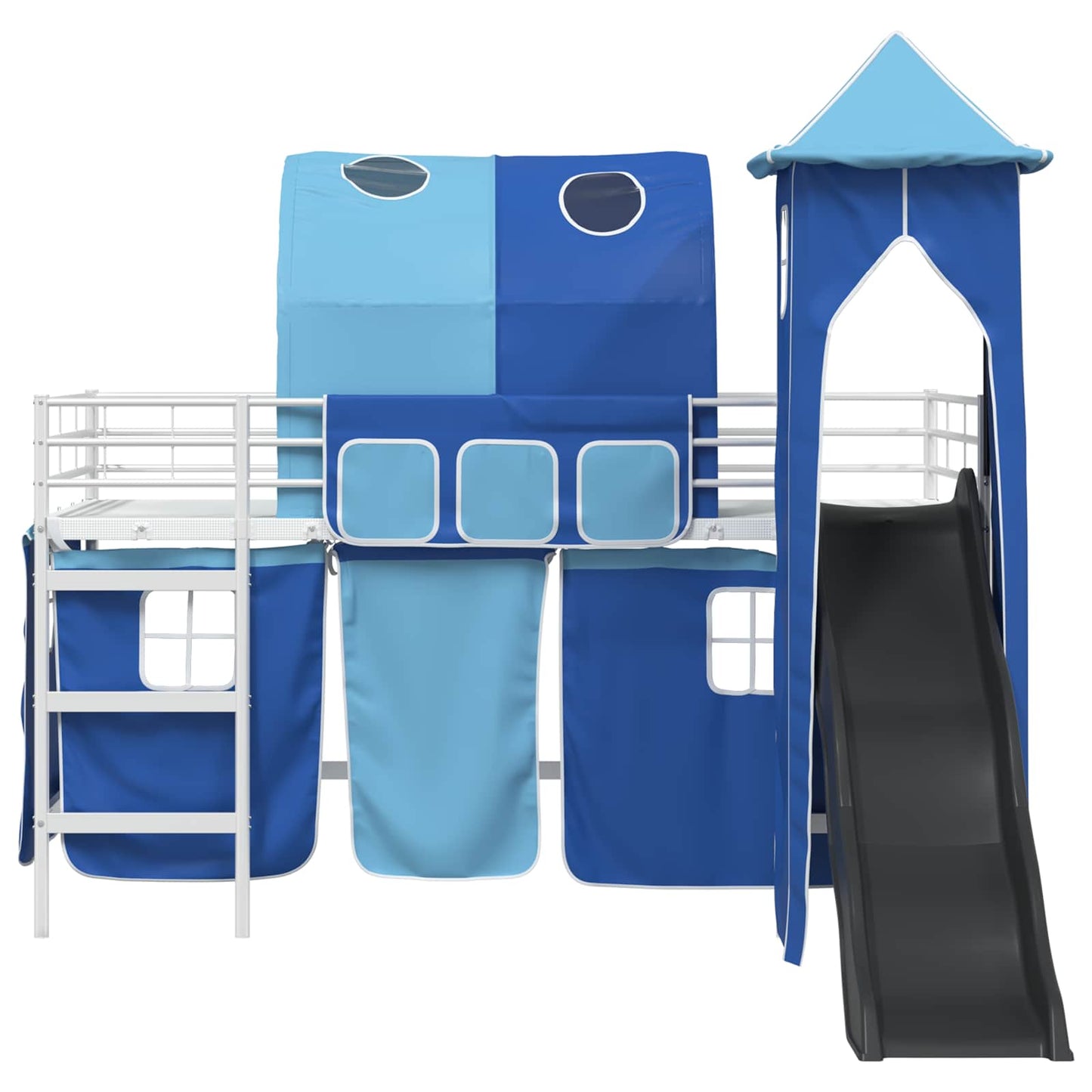 Kinderloftbett Weiß und Blau 107 x 200 cm Metall