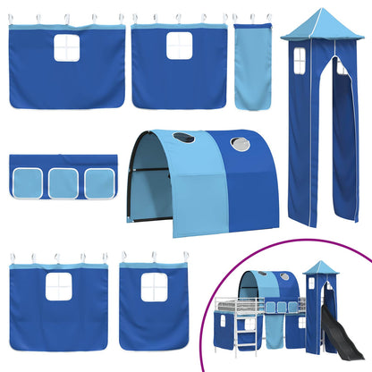 Kinderloftbett Weiß und Blau 107 x 200 cm Metall