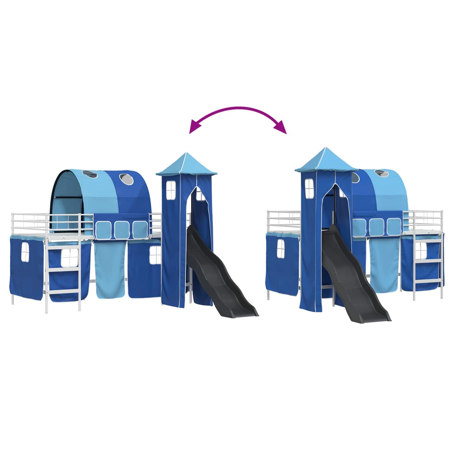 vidaXL Kinderloftbett Weiß und Blau 107 x 200 cm Metall