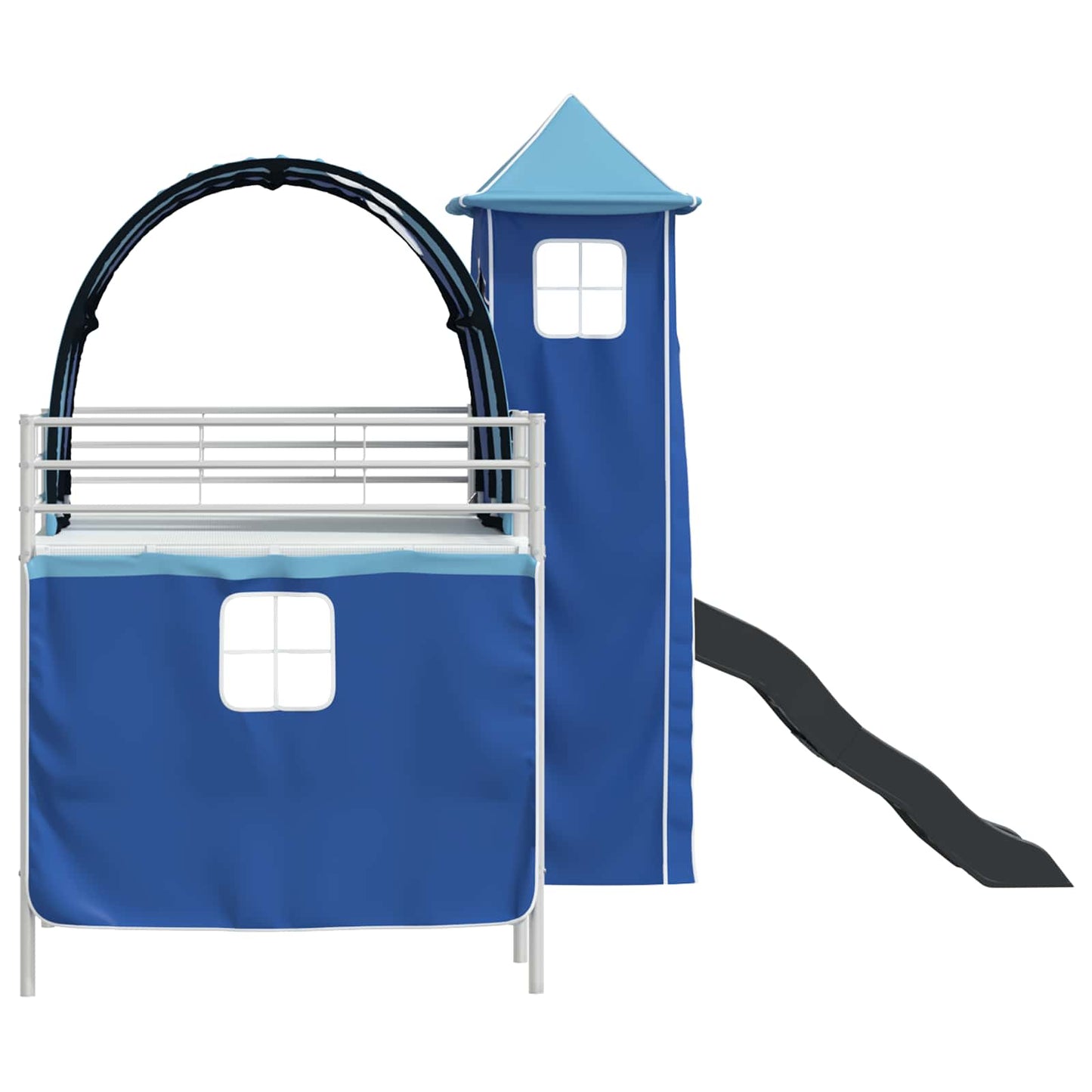 Kinderloftbett Weiß und Blau 107 x 200 cm Metall