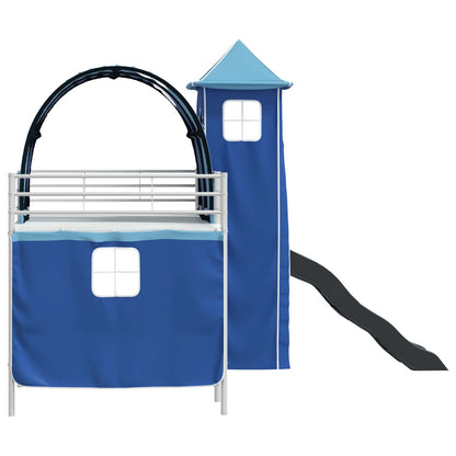 Kinderloftbett Weiß und Blau 107 x 200 cm Metall