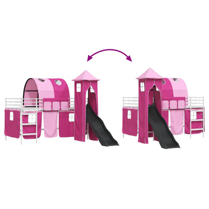 vidaXL Kinderloftbett Weiß und Rosa 79,5 x 200 cm Metall