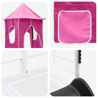 vidaXL Kinderloftbett Weiß und Rosa 90 x 200 cm Metall