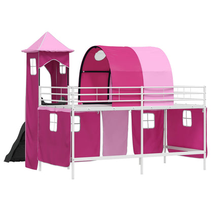 vidaXL Kinderloftbett Weiß und Rosa 90 x 200 cm Metall