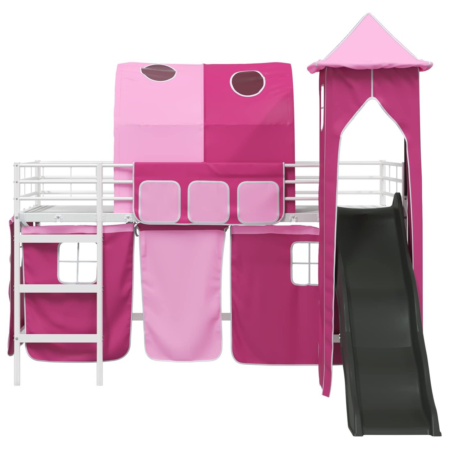 vidaXL Kinderloftbett Weiß und Rosa 90 x 200 cm Metall