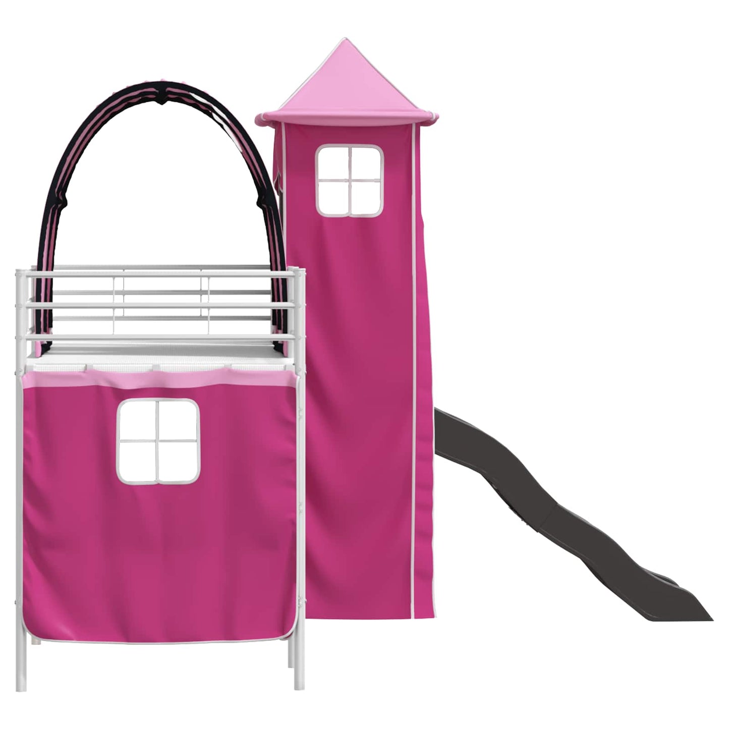 Kinderloftbett Weiß und Rosa 99,5 x 190 cm Metall