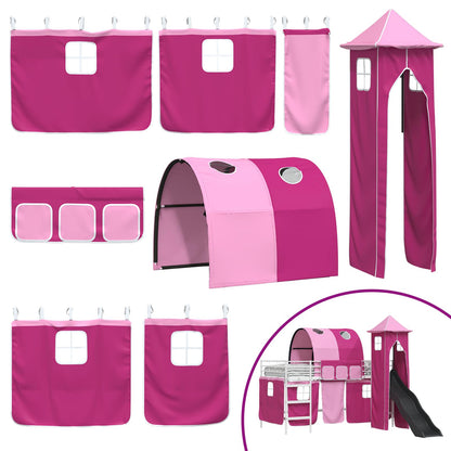 Kinderloftbett Weiß und Rosa 99,5 x 200 cm Metall