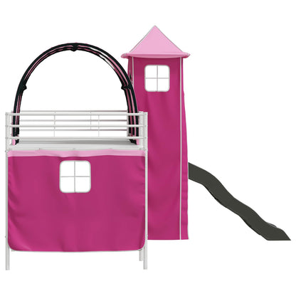 vidaXL Kinderloftbett Weiß und Rosa 107 x 200 cm Metall