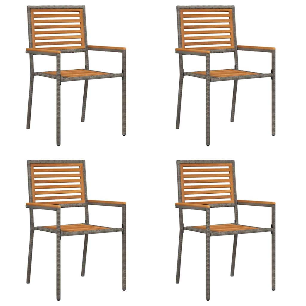 vidaXL Chaises de jardin empilables 4 pcs Marron et gris