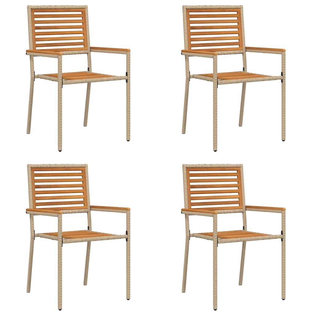 vidaXL Chaises de jardin empilables 4 pcs Marron et beige