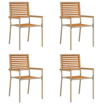 vidaXL Chaises de jardin empilables 4 pcs Marron et beige
