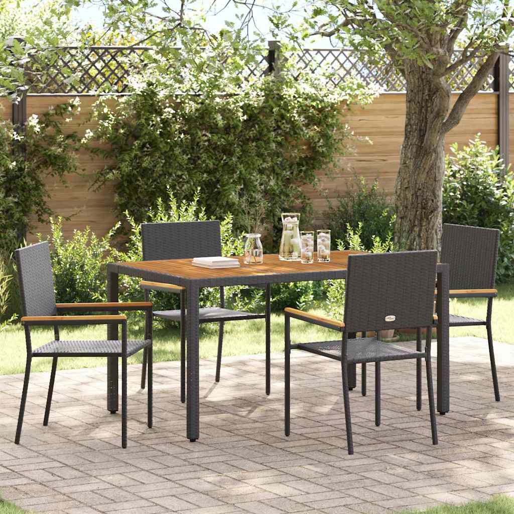 vidaXL Chaises empilables de jardin 4 pcs Noir et marron