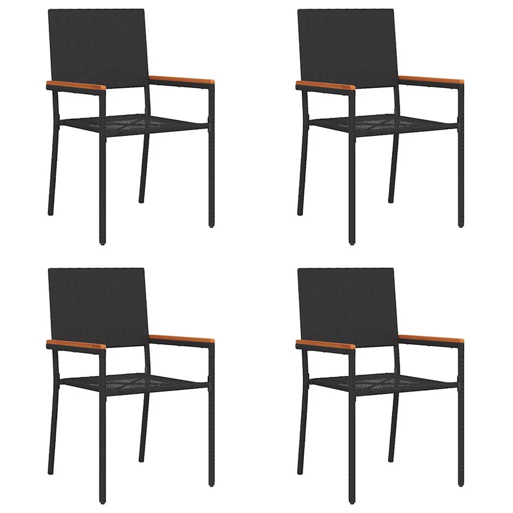 vidaXL Chaises empilables de jardin 4 pcs Noir et marron