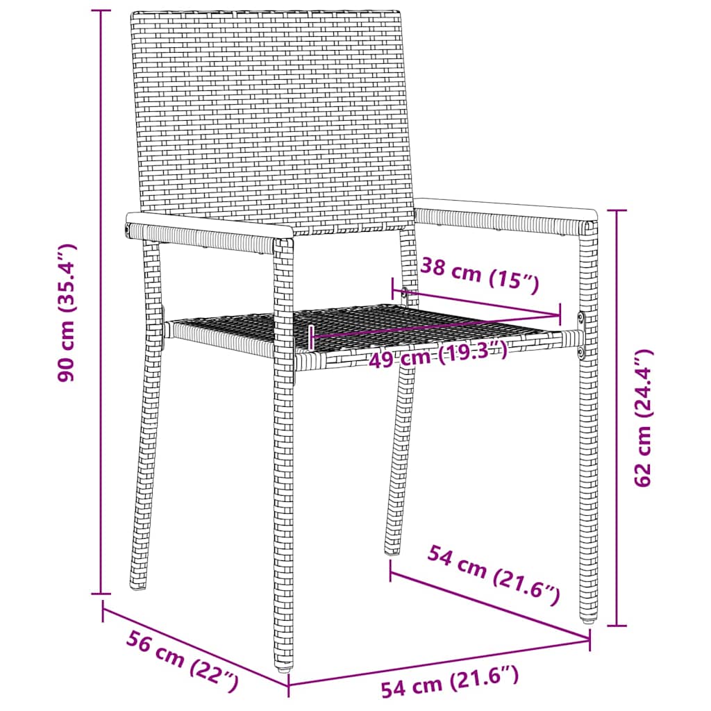 vidaXL Chaises empilables de jardin 4 pcs Noir et marron