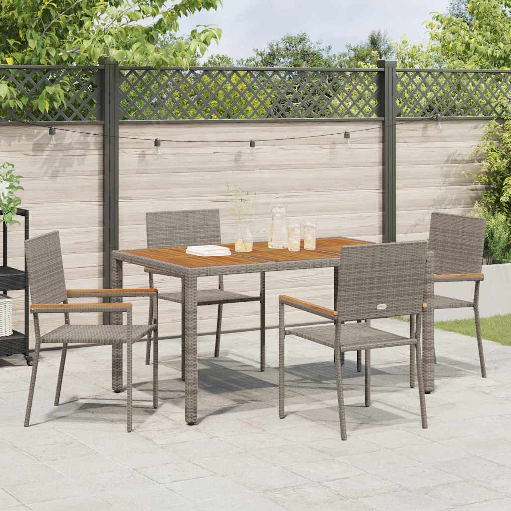 vidaXL Garten Stapelstühle 4 pcs Grau und Braun